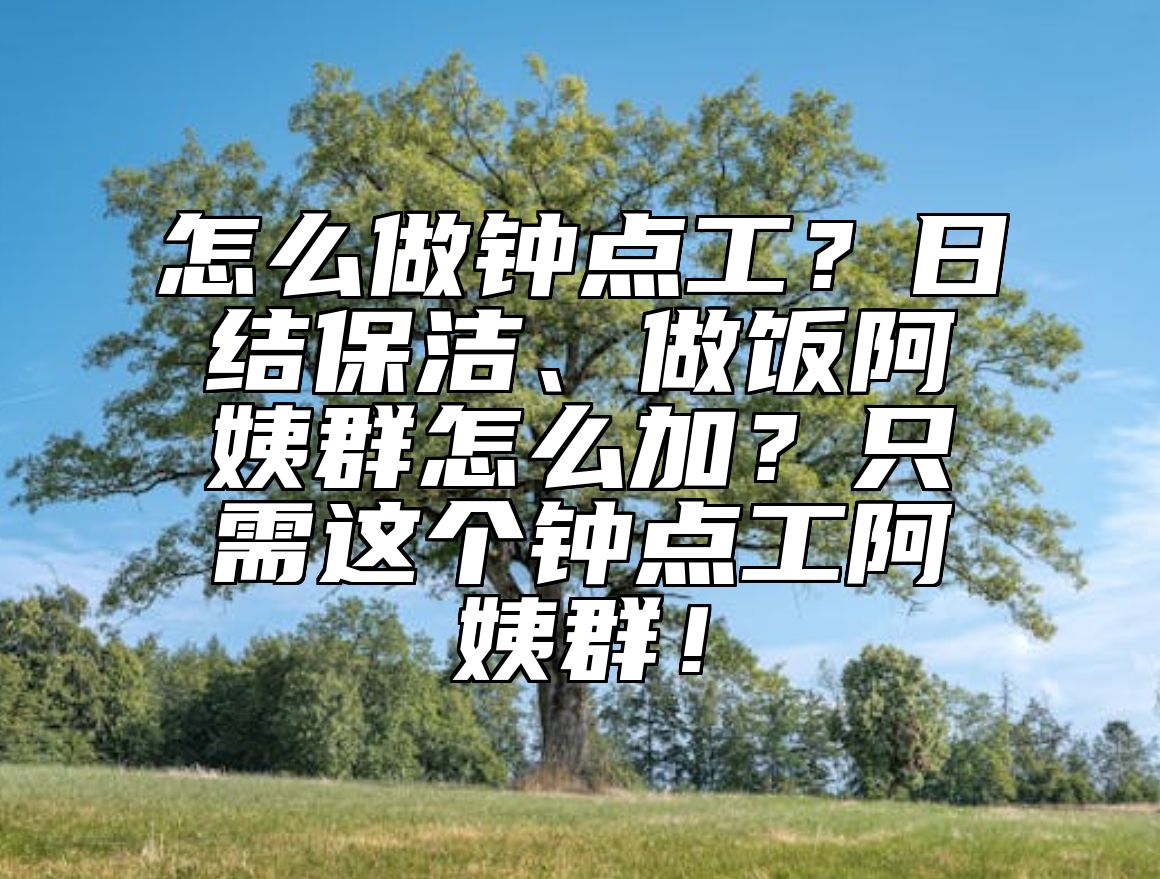 怎么做钟点工？日结保洁、做饭阿姨群怎么加？只需这个钟点工阿姨群！