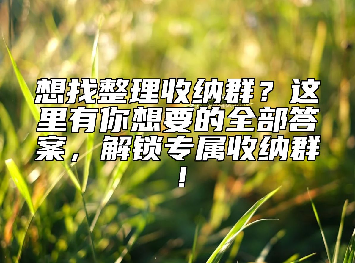 想找整理收纳群？这里有你想要的全部答案，解锁专属收纳群！