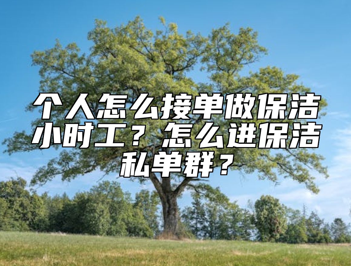 个人怎么接单做保洁小时工？怎么进保洁私单群？