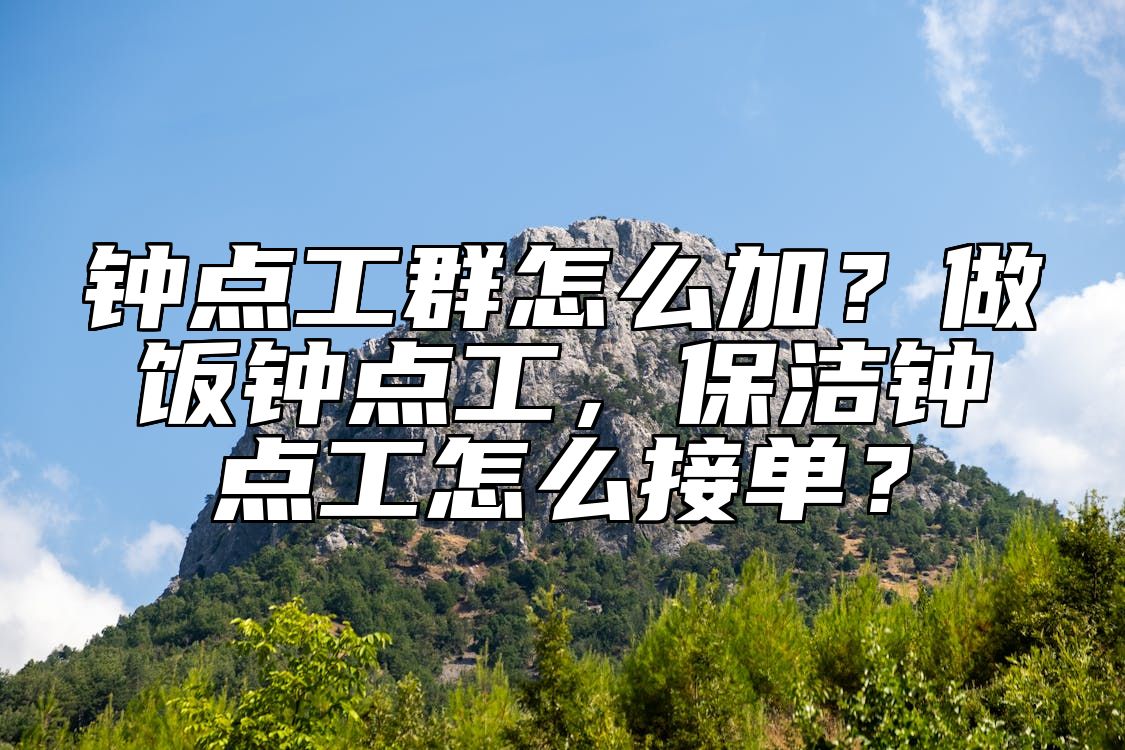 钟点工群怎么加？做饭钟点工，保洁钟点工怎么接单？ 