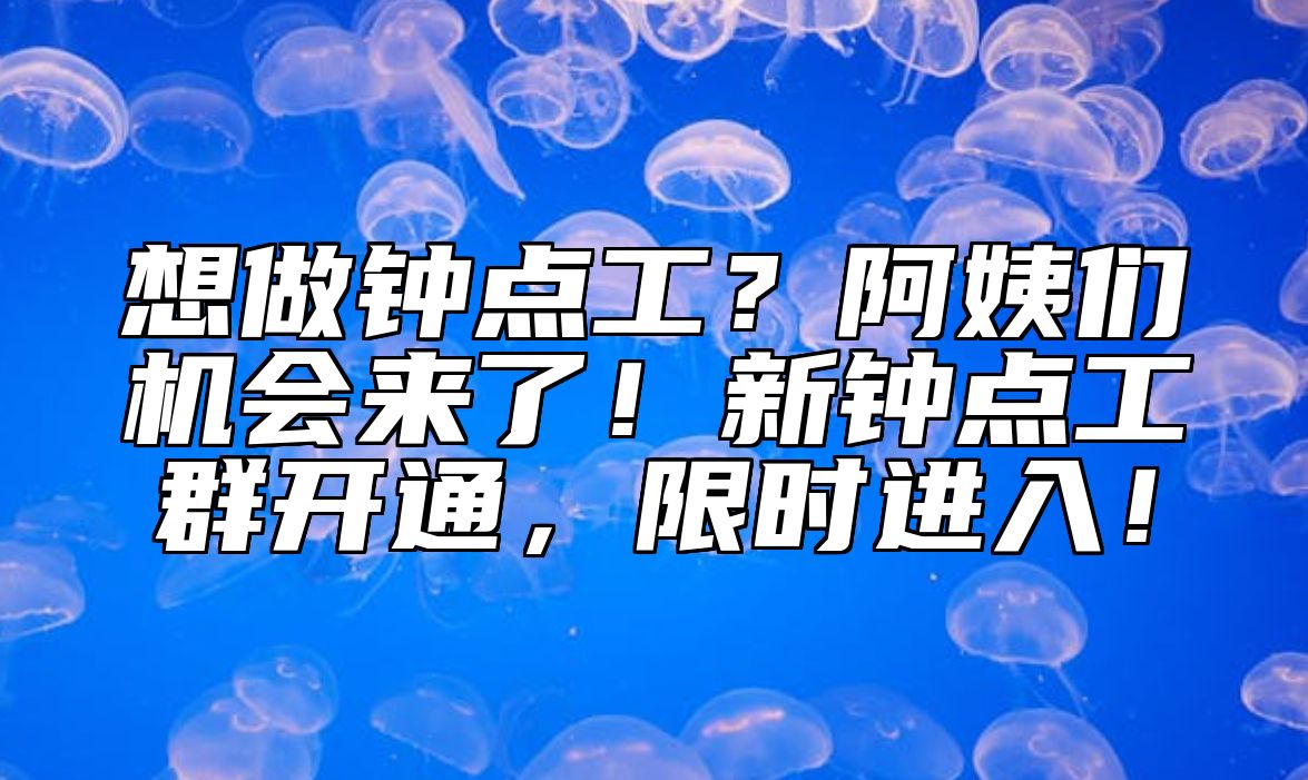 想做钟点工？阿姨们机会来了！新钟点工群开通，限时进入！