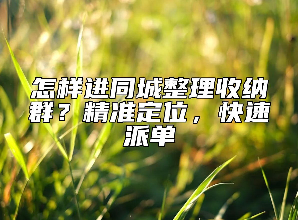 怎样进同城整理收纳群？精准定位，快速派单