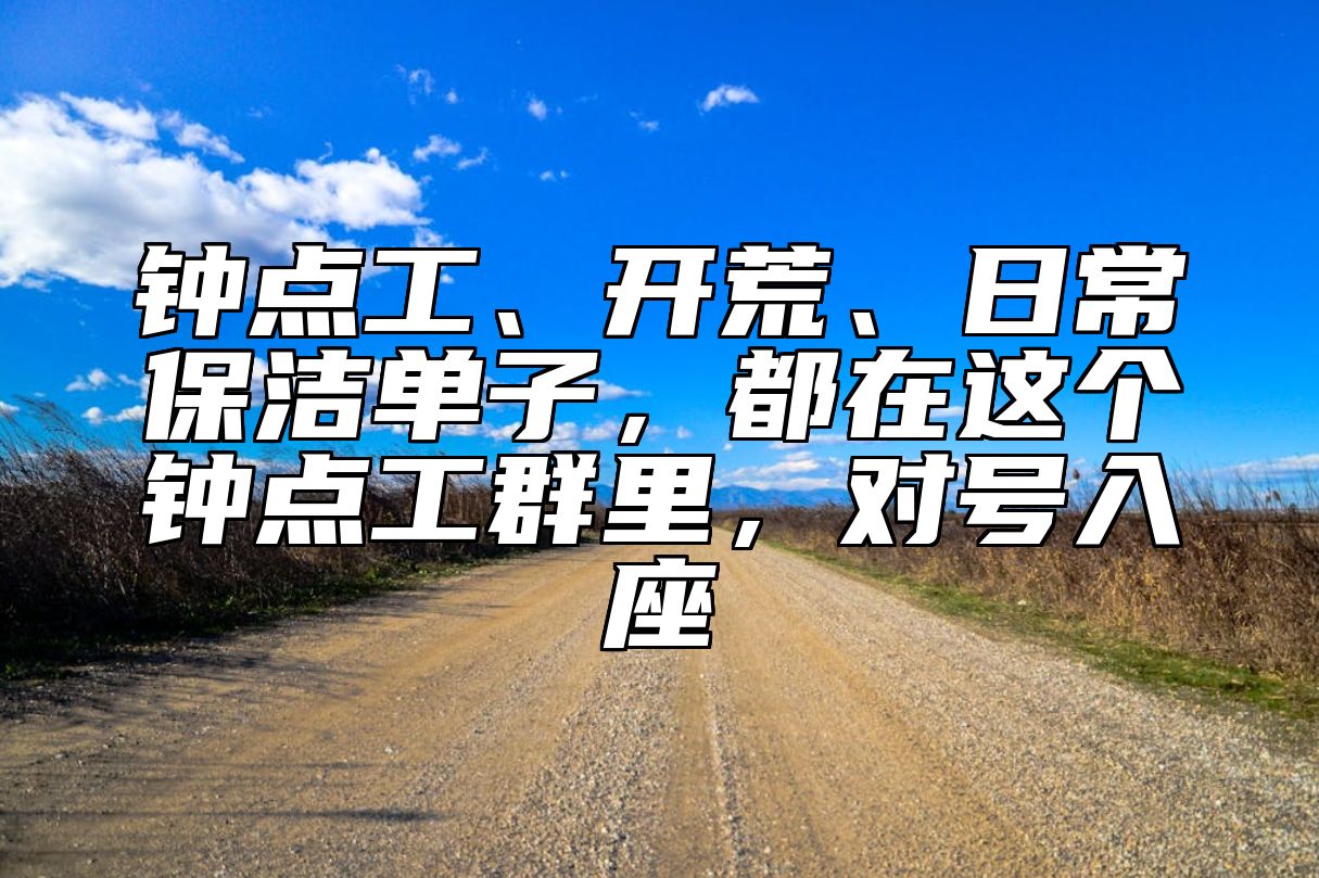 钟点工、开荒、日常保洁单子，都在这个钟点工群里，对号入座