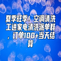 夏季旺季！空调清洗工进家电清洗派单群，订单100+当天结算